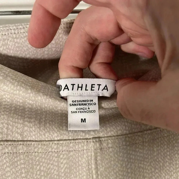 Athleta Leggings Women's Medium Beige Pull On Stretchy Mid Rise Zip Pockets - Picture 5 of 10